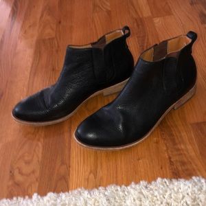 Black leather booties